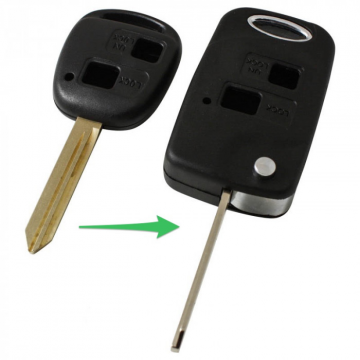 Toyota 2-button folding key - key blade point with notch left (conversion kit)