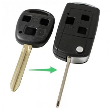 Toyota 3-button folding key - key blade point with notch left (conversion kit)