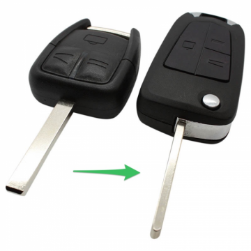 Opel 3-button folding key - key blade straight - battery on chip (conversion kit)