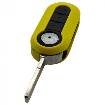 Clé pliante Fiat 3 boutons jaune - lame de clé droite