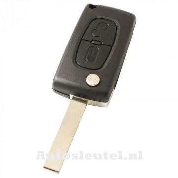 Clé pliante Peugeot 2 boutons - lame de clé droite avec encoche côté avec électronique 433MHZ - transpondeur ID46 - batterie sur puce