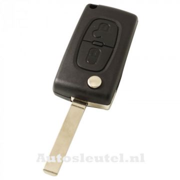 Clé pliante Peugeot 2 boutons - lame de clé droite avec électronique 433MHZ - transpondeur ID46 - boîtier à piles