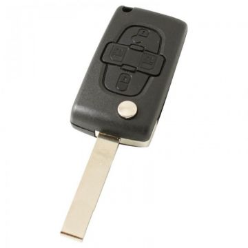 Clé pliante Peugeot 4 boutons - lame de clé droite avec encoche côté avec électronique 433MHZ - transpondeur PCF7941 - batterie sur puce