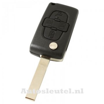 Clé pliante Peugeot 4 boutons - lame de clé droite avec électronique 433MHZ - transpondeur PCF7941 - batterie sur puce