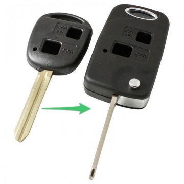 Toyota 2-button folding key - key blade point with notch right (conversion kit)